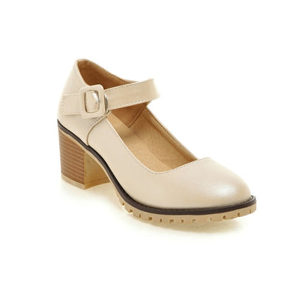 Meotina Shoes Women Round Toe Spring Pumps Chunky High Heels Mary Jane Causal Ladies Shoes