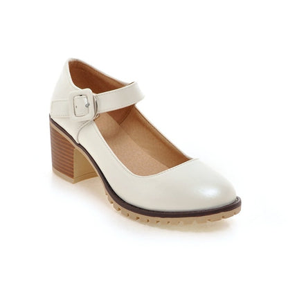 Meotina Shoes Women Round Toe Spring Pumps Chunky High Heels Mary Jane Causal Ladies Shoes