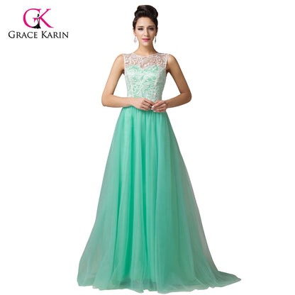 Green Yellow Lace Long Evening Dresses Grace Karin abendkleider 2016 Sleeveless - Shopy Max