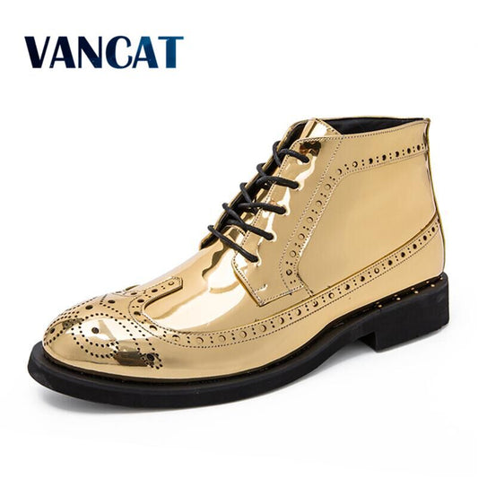 Vancat New Autumn winter Men's Dress Boots Business Men Boots Leather Men shoes