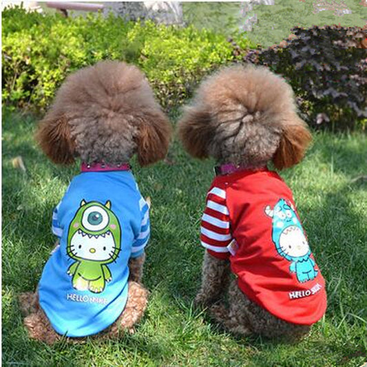 Dog Shirt Pet Clothing Cat Clothes Spring Puppy T-shirt Suelly Summer Dogs Shirt Monsters