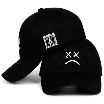 Lil Peep Dad Hat Embroidery 100% Cotton Baseball Cap Sad face Hat xxxtentacion Hip