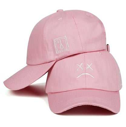 Lil Peep Dad Hat Embroidery 100% Cotton Baseball Cap Sad face Hat xxxtentacion Hip