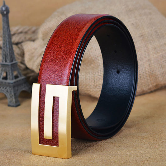 Double Designer Luxury Brand Belts for Mens Genuine Leather Male Casual Jeans Vintage Fashion Solid Brass Buckle Strap Wiast G