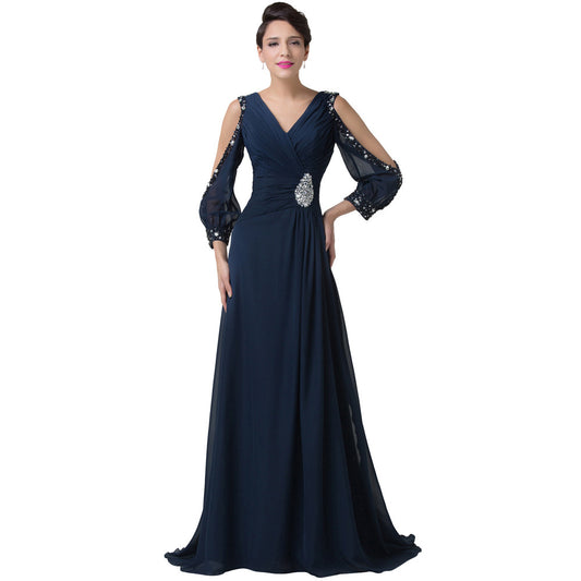 Grace Karin Stock Floor Length Long Sleeve Formal Evening dress Mother - Shopy Max