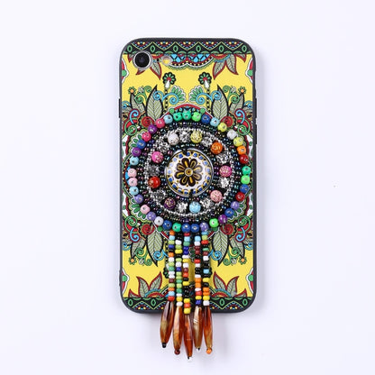 National Style Rhinestone Fringe Hard Case for Iphone 7 6 6S Plus Bling PC Cell Phone