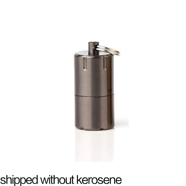 Mini Compact Kerosene Lighter Key Chain Capsule Gasoline Lighter Inflated Keychain Petrol Lighter Outdoor Tools