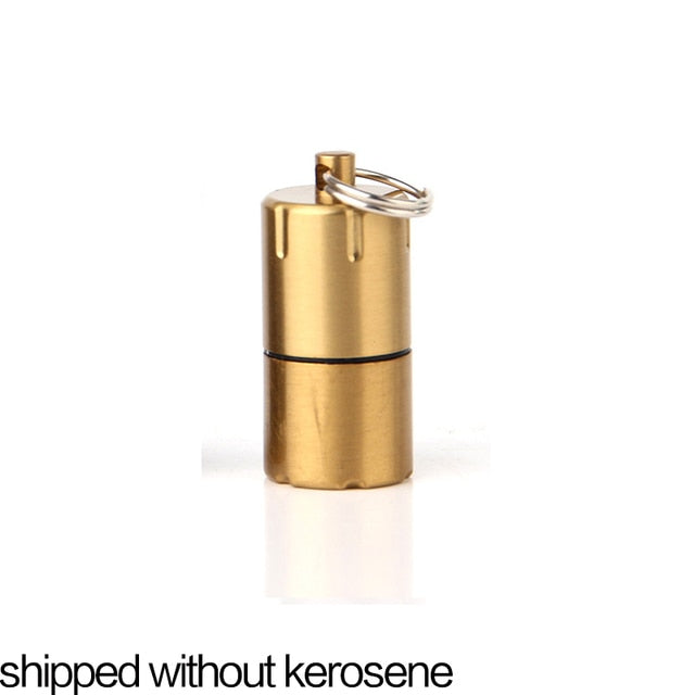 Mini Compact Kerosene Lighter Key Chain Capsule Gasoline Lighter Inflated Keychain Petrol Lighter Outdoor Tools