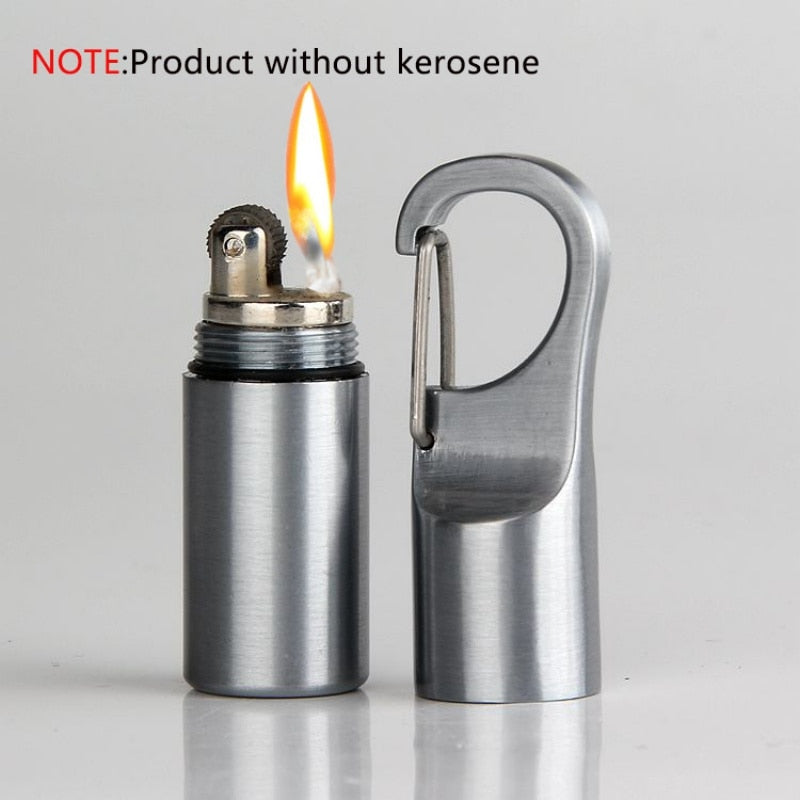 Hanging Buckle Mini Kerosene Lighter Capsule Gasoline Lighter Outdoor Key Chain Buckle Lighter Inflated Wheel Lighter Tools