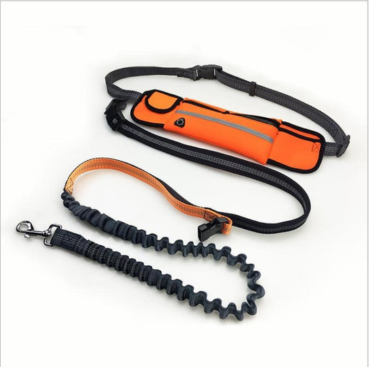 Hands Free Dog Leash for running, Premium Reflective Bungee Leash, Adjustable waist - For running, hiking, walking, biking- detachable leash - Reflective running