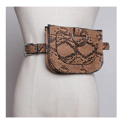 Women Waist Pack Serpentine Fanny Pack Pu Leahter Waist Bag Famal Fashion