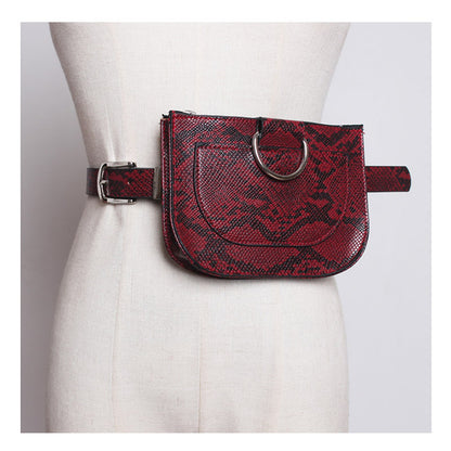 Women Waist Pack Serpentine Fanny Pack Pu Leahter Waist Bag Famal Fashion
