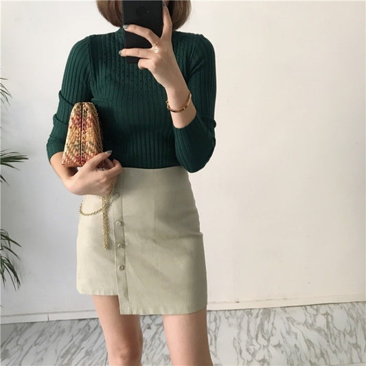 Autumn and Winter Fashion Half A Core Spun Yarn, Long Sleeved Sweater Coat（Taille Uniforme）