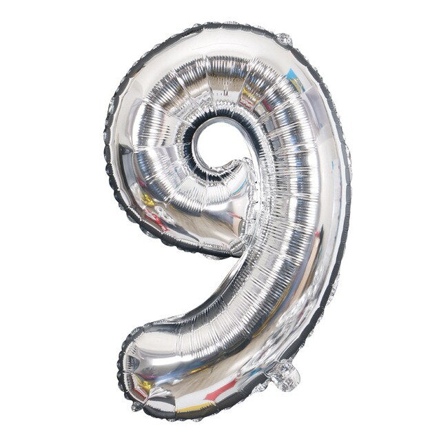Gold Sliver 32 inch  0-9  Large Helium Digital Air Ballons Foil Children Festival