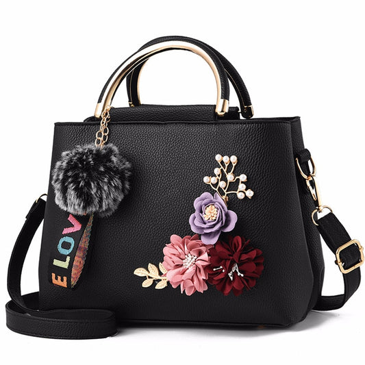 Women Bag Leather Handbag Women Shoulder Bag Tote Flowers Shell Sac