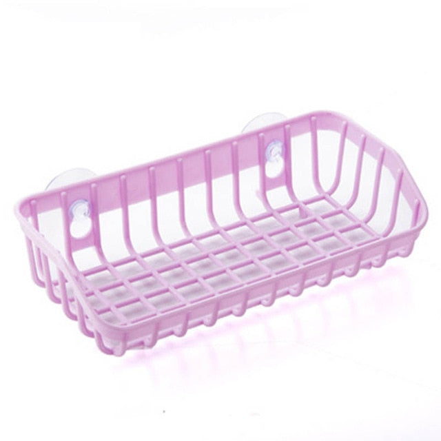 Plastic Kitchen Accessories 1 Pc Sink Shelf  Double Suction Cup  Sponge Drain
