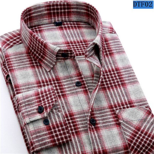 Men Flannel Plaid Shirt 100% Cotton 2019 Spring Autumn Casual Long Sleeve