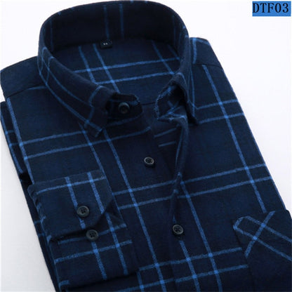 Men Flannel Plaid Shirt 100% Cotton 2019 Spring Autumn Casual Long Sleeve