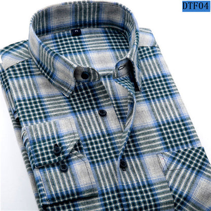 Men Flannel Plaid Shirt 100% Cotton 2019 Spring Autumn Casual Long Sleeve