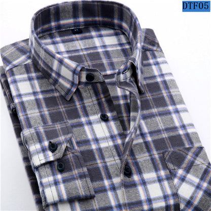 Men Flannel Plaid Shirt 100% Cotton 2019 Spring Autumn Casual Long Sleeve