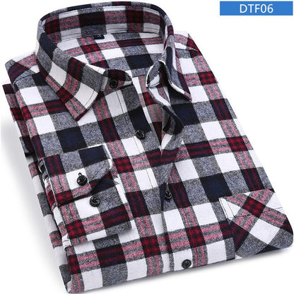 Men Flannel Plaid Shirt 100% Cotton 2019 Spring Autumn Casual Long Sleeve