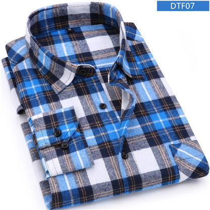 Men Flannel Plaid Shirt 100% Cotton 2019 Spring Autumn Casual Long Sleeve