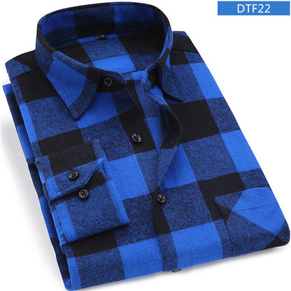Men Flannel Plaid Shirt 100% Cotton 2019 Spring Autumn Casual Long Sleeve