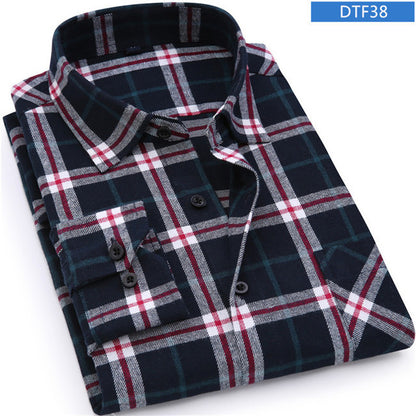 Men Flannel Plaid Shirt 100% Cotton 2019 Spring Autumn Casual Long Sleeve
