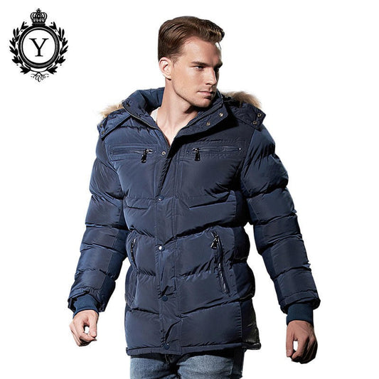 Hooded mens jackets coutudi winter parka men thick cotton solid black down parkas fur