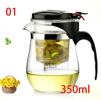 High quality Heat Resistant Glass Teapot Chinese kung fu Tea Set Puer Kettle Coffee Glass Maker Convenient Office Tea Pot