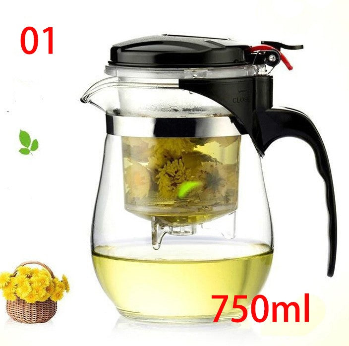 High quality Heat Resistant Glass Teapot Chinese kung fu Tea Set Puer Kettle Coffee Glass Maker Convenient Office Tea Pot