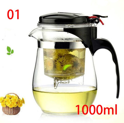 High quality Heat Resistant Glass Teapot Chinese kung fu Tea Set Puer Kettle Coffee Glass Maker Convenient Office Tea Pot