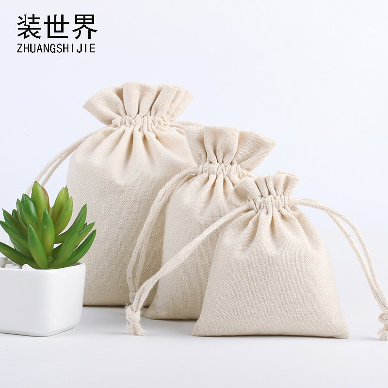 Wholesale Price Natural Resuable Jute Linen Drawstring Pouch Packaging Gift Bag Logo Printed