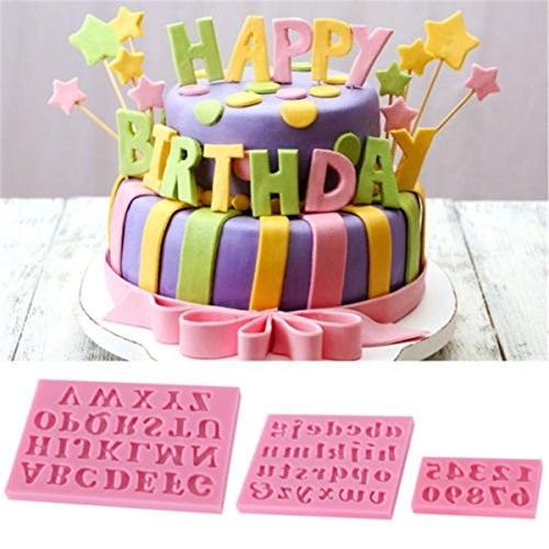 3Pcs Silicone Alphabet Number Letters Fondant Mold Cake Decorating Decorating
