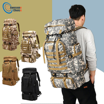 80L Waterproof Climbing Hiking Military Tactical Backpack Bag Camping Mountaineering Outdoor