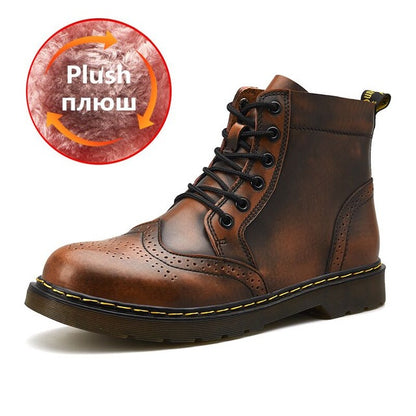 Vancat  High Quality Genuine Leather Men Boots Winter Waterproof Ankle Boots Riding Boots