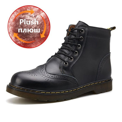 Vancat  High Quality Genuine Leather Men Boots Winter Waterproof Ankle Boots Riding Boots