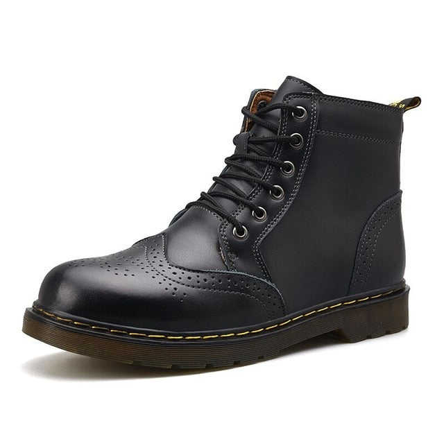 Vancat  High Quality Genuine Leather Men Boots Winter Waterproof Ankle Boots Riding Boots