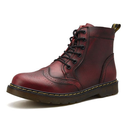 Vancat  High Quality Genuine Leather Men Boots Winter Waterproof Ankle Boots Riding Boots
