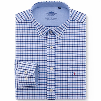 Men's 100% Cotton Multi Striped Oxford Dress Shirt with Left Chest Pocket Smart