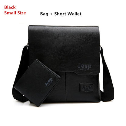 Men Tote Bags Set JEEP BULUO Famous Brand New Fashion Man Leather Messenger
