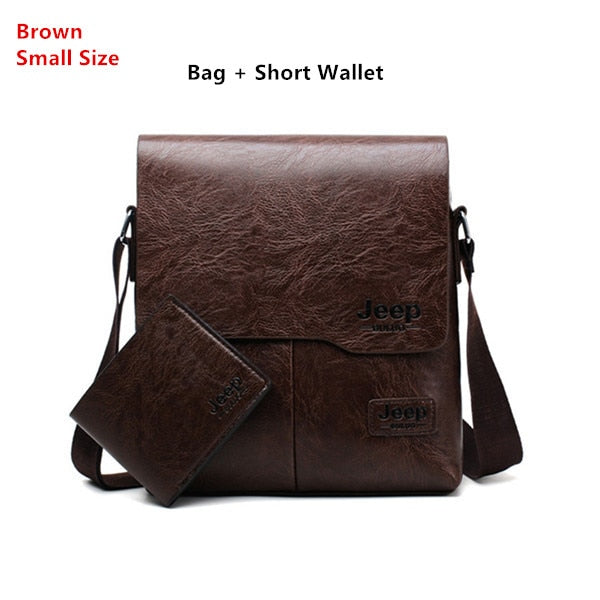 Men Tote Bags Set JEEP BULUO Famous Brand New Fashion Man Leather Messenger