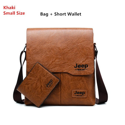 Men Tote Bags Set JEEP BULUO Famous Brand New Fashion Man Leather Messenger