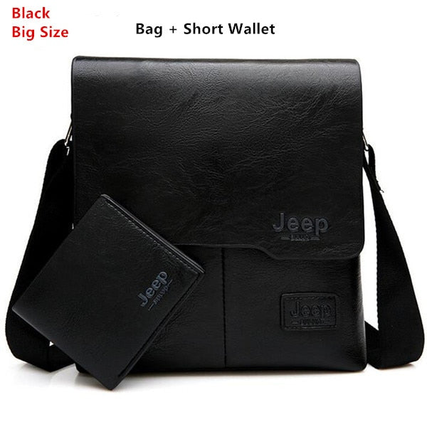 Men Tote Bags Set JEEP BULUO Famous Brand New Fashion Man Leather Messenger