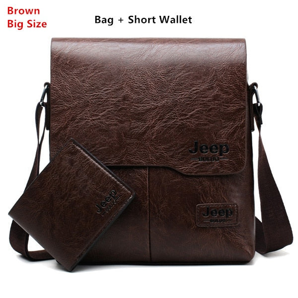 Men Tote Bags Set JEEP BULUO Famous Brand New Fashion Man Leather Messenger