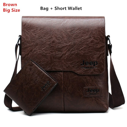 Men Tote Bags Set JEEP BULUO Famous Brand New Fashion Man Leather Messenger