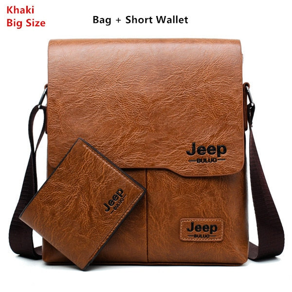Men Tote Bags Set JEEP BULUO Famous Brand New Fashion Man Leather Messenger