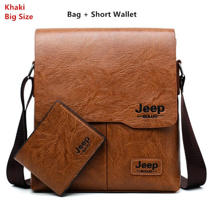 Men Tote Bags Set JEEP BULUO Famous Brand New Fashion Man Leather Messenger