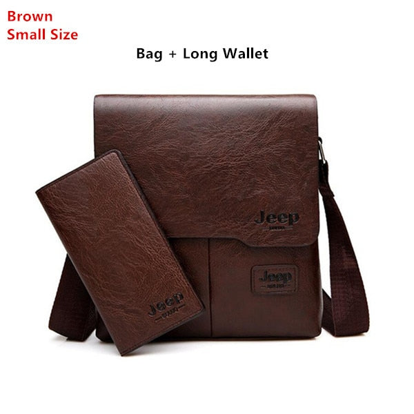 Men Tote Bags Set JEEP BULUO Famous Brand New Fashion Man Leather Messenger