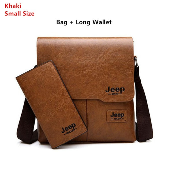Men Tote Bags Set JEEP BULUO Famous Brand New Fashion Man Leather Messenger
